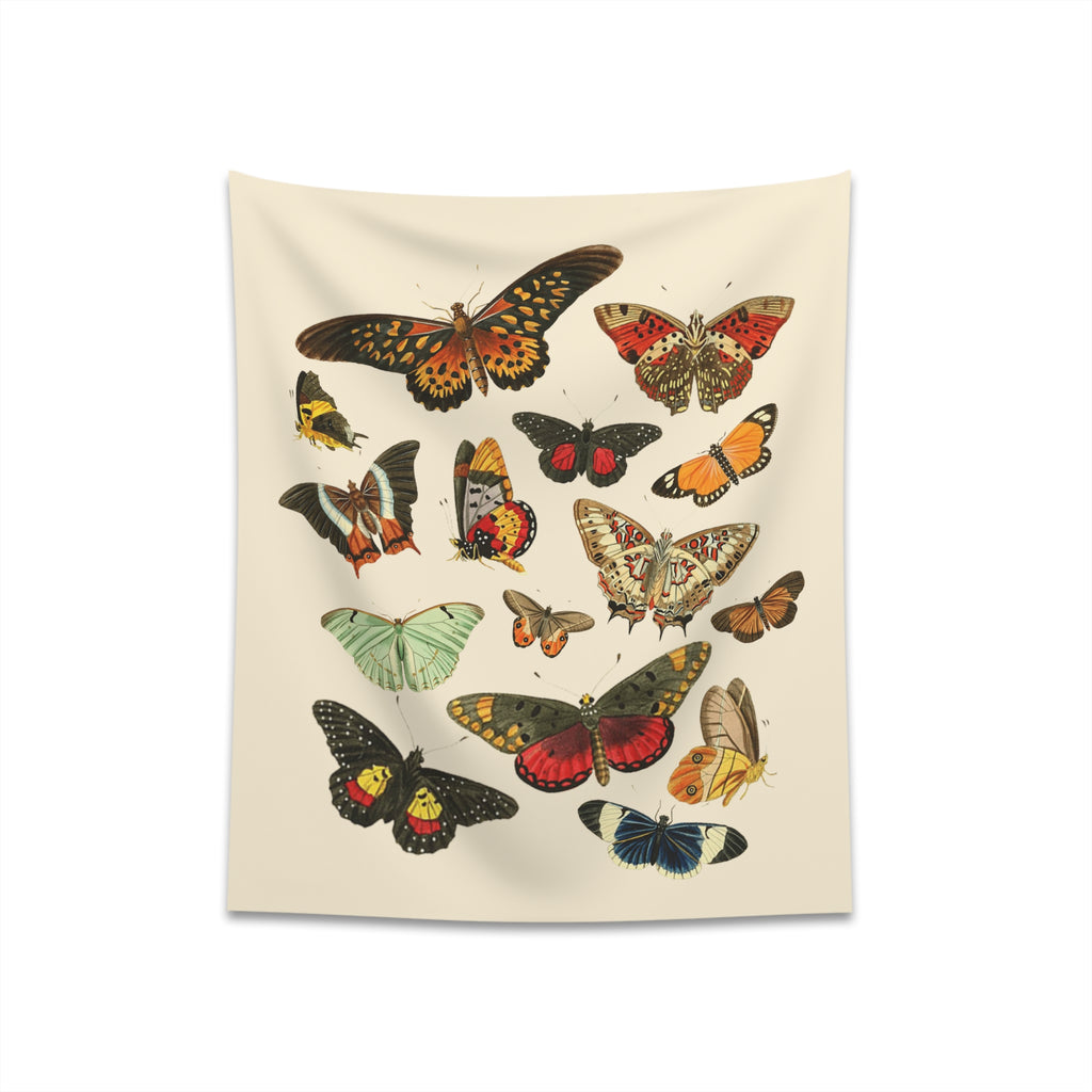 Retro Butterflies Soft Cloth Fabric Wall Tapestry 34" × 40"