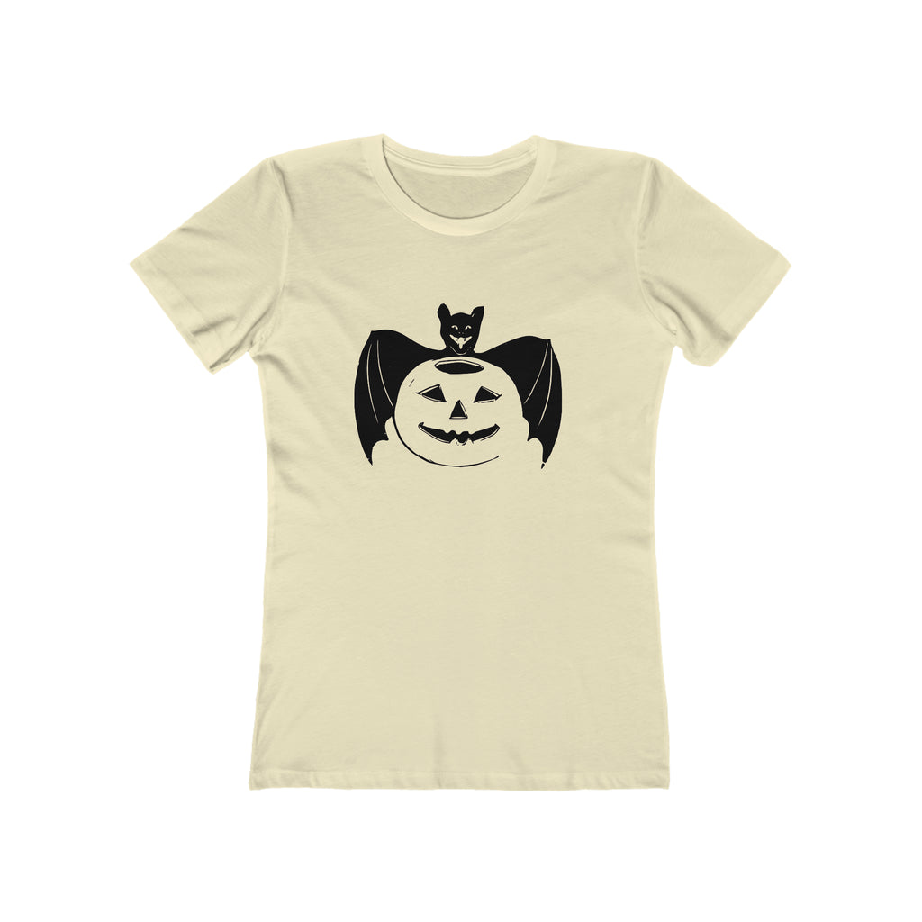 Spooky Retro Bat Pumpkin Vintage Halloween Women's T-shirt Solid Natural