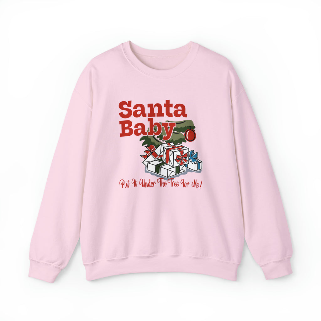 Santa Baby Christmas Tree - Women's Unisex Sweatshirt Light Pink