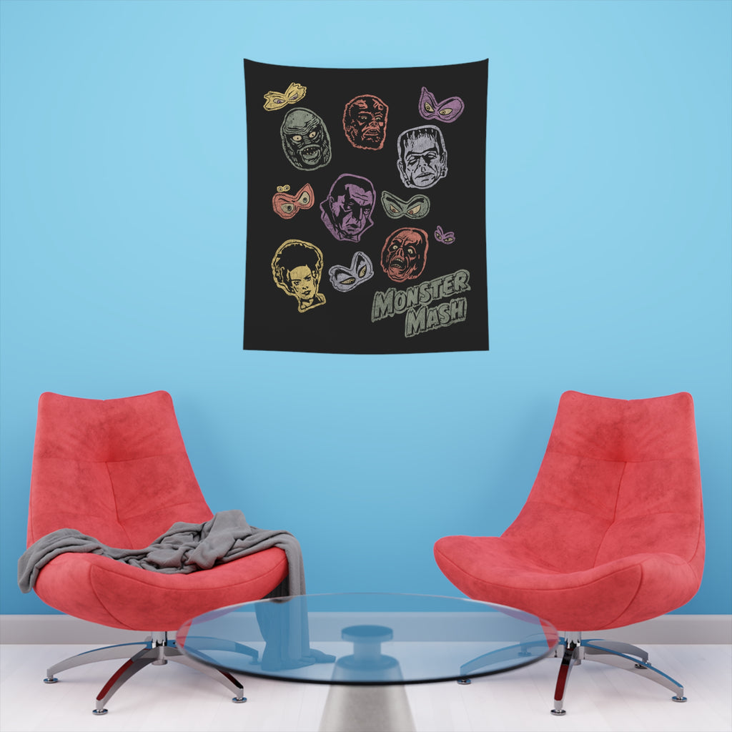 Monster Mash Classic Monsters Retro Soft Cloth Wall Tapestry Indoor Halloween Decor