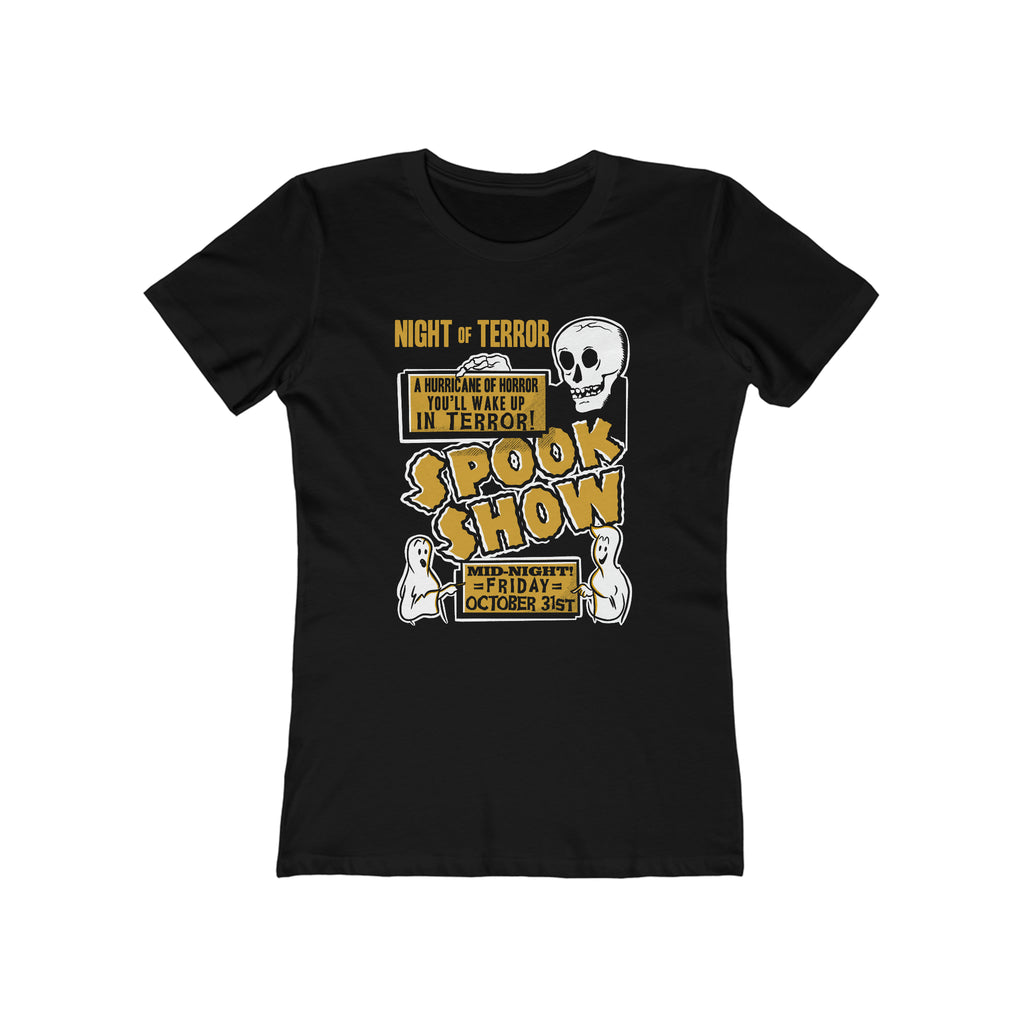 Spook Show Vintage Style Horror Poster Premium Cotton Women's T-shirt Solid Black