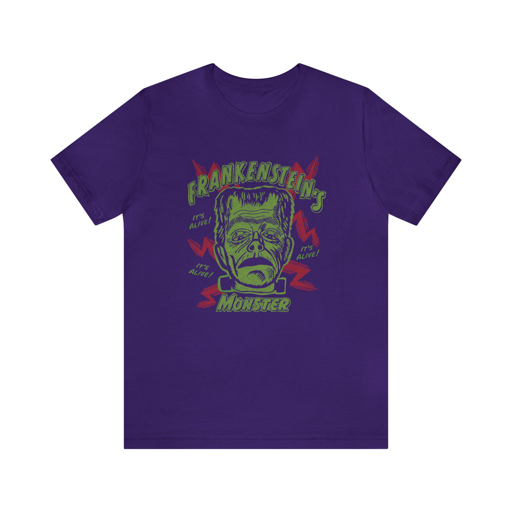 Frankenstein's Monster Classic Horror Gothic Halloween T-shirt Team Purple