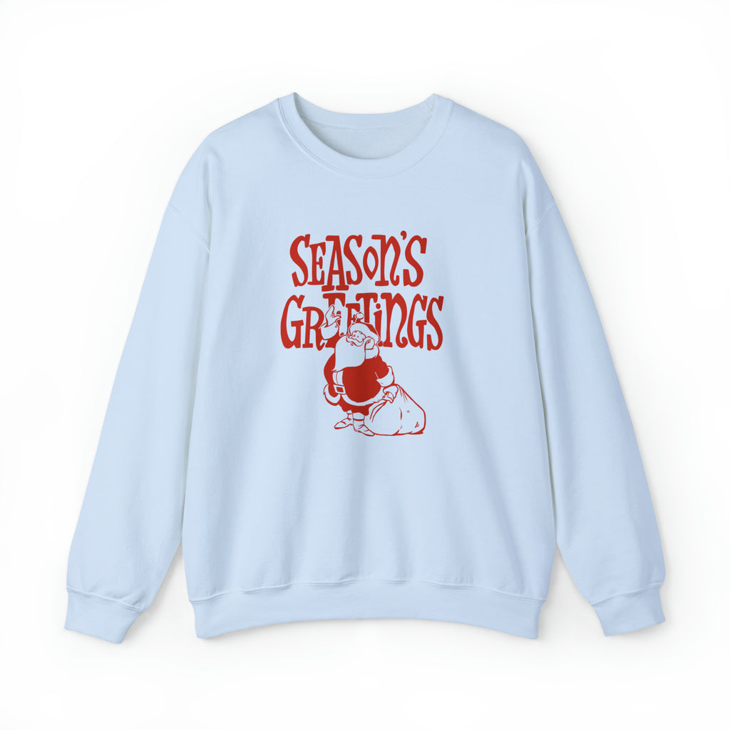 Seasons Greetings Santa Christmas Women's Unisex Sweatshirt Light Blue