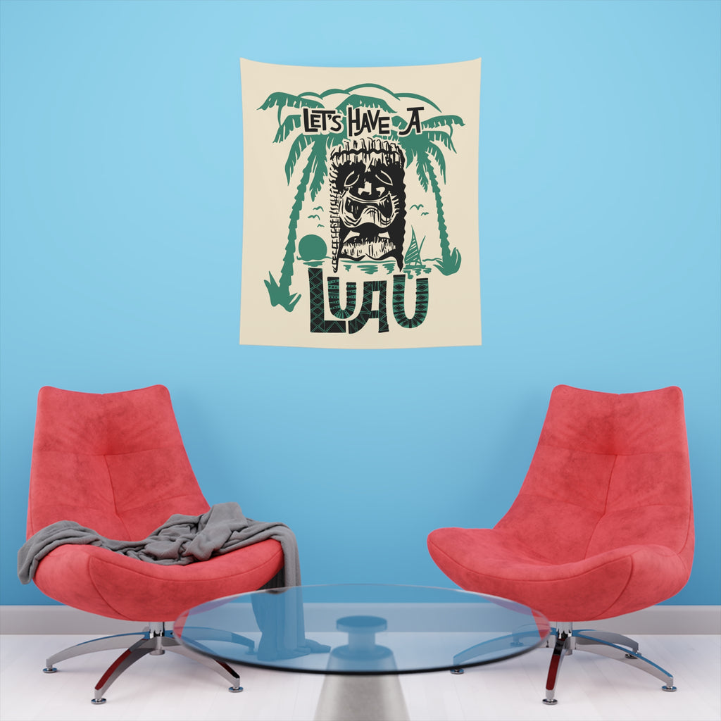 Let's Have A Luau Tiki Soft Cloth Wall Tapestry Indoor Wall Decor