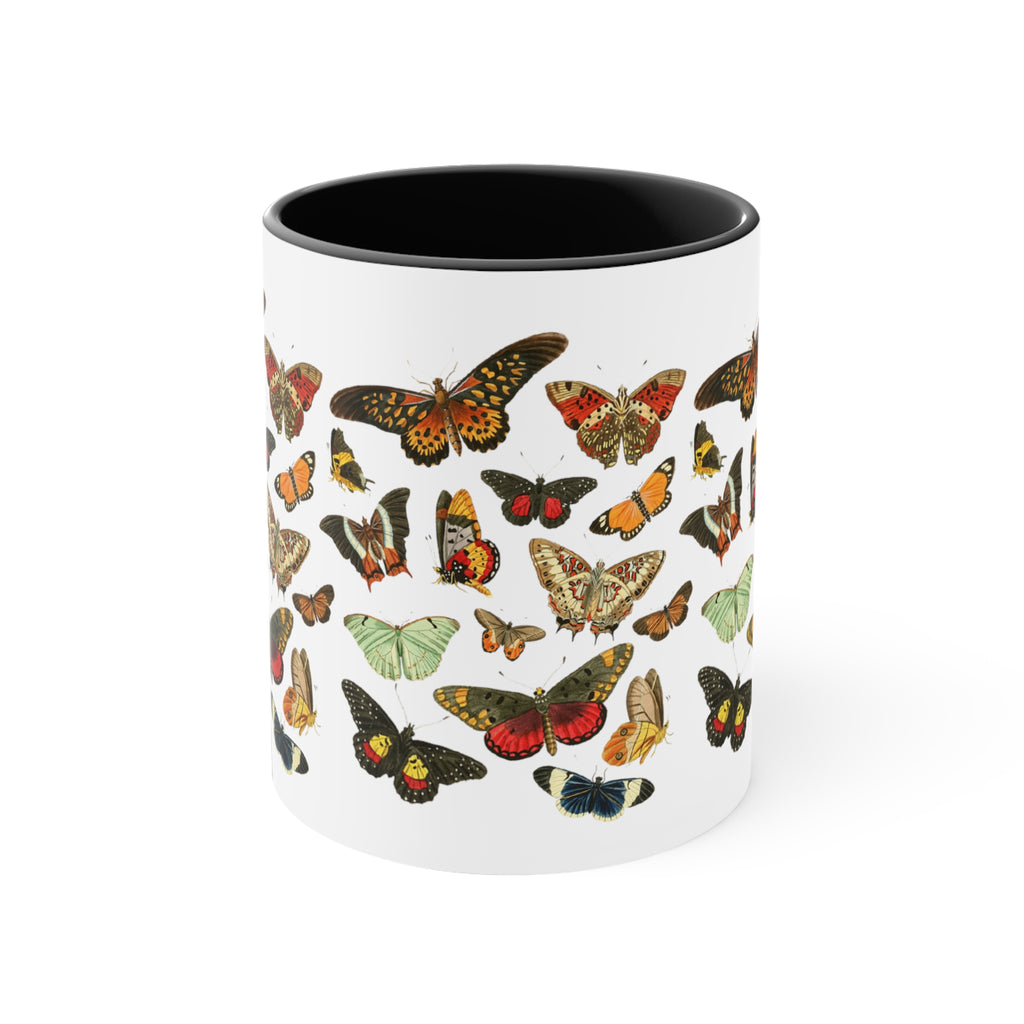 Retro Butterfly Red Accent Coffee Mug, 11oz.