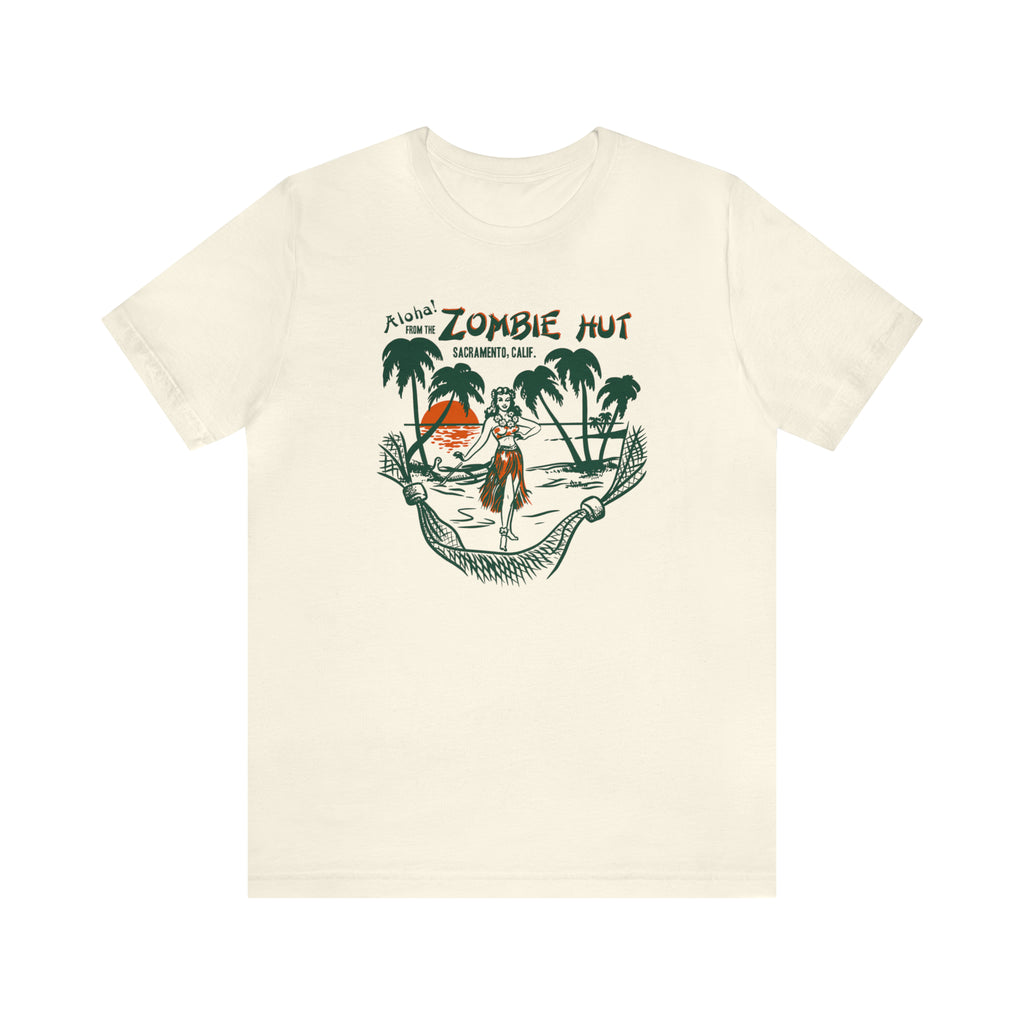 The Zombie Hut Tiki Souvenir Uni-Sex Premium Cotton Men's T-shirt Natural