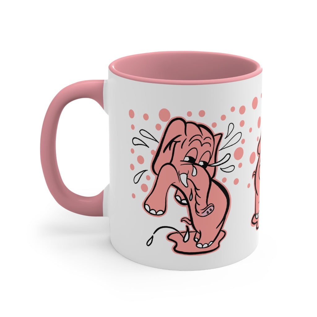 Drunk, Crying, Angry Hungover Pink Elephants with Pink Accents Coffee Mug, 11oz. Pink 11oz