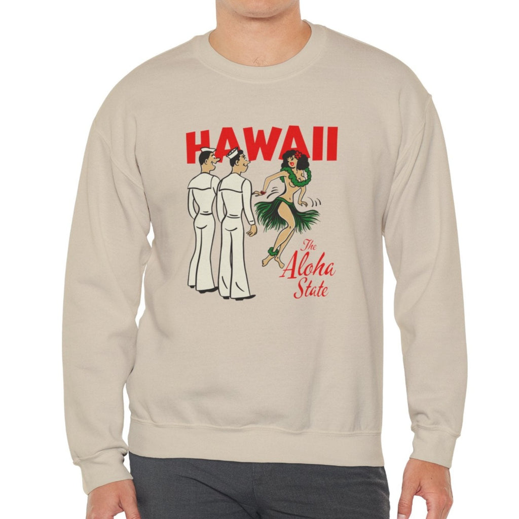 Hawaii The Aloha State Hula Men's Unisex Sweatshirt - Assorted Colors Sand