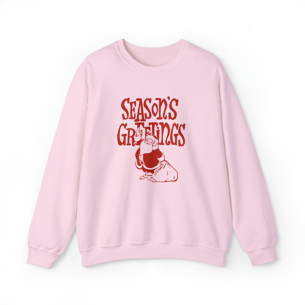 Seasons Greetings Santa Christmas Women's Unisex Sweatshirt Light Pink