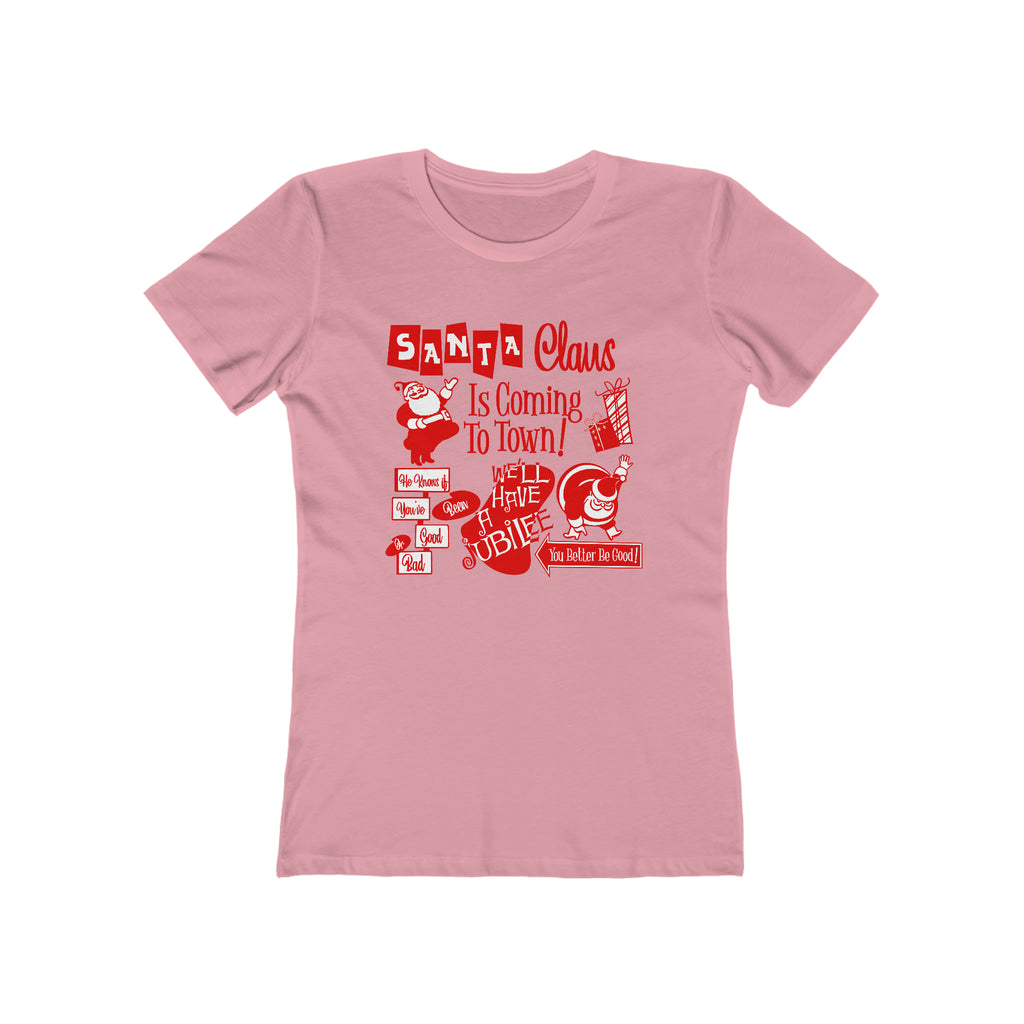 Santa Is Coming- Christmas - Women's T-shirt Solid Light Pink