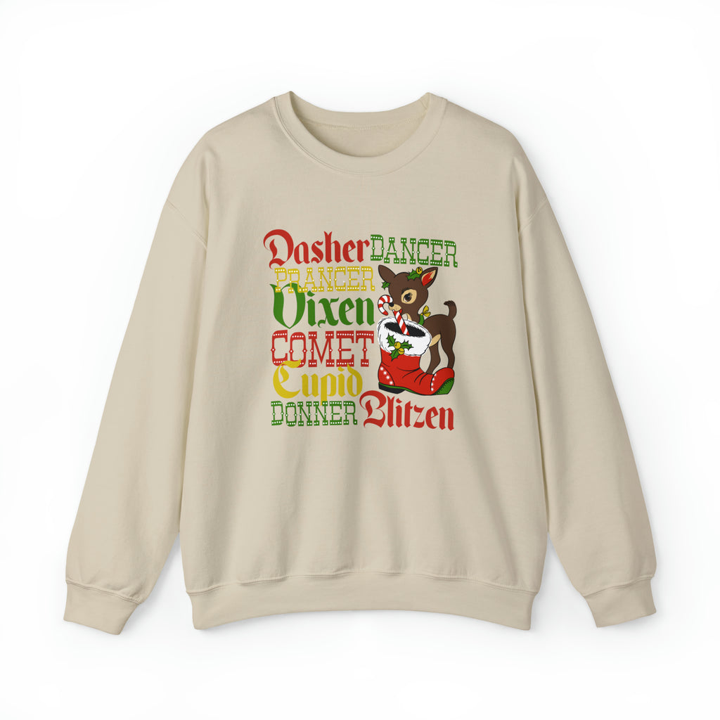 Santa's Reindeer Christmas- Women's Unisex Sweatshirt Sand