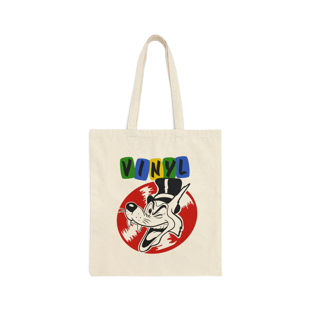 Vinyl Wolf Canvas Tote Bag Natural 15" x 16"