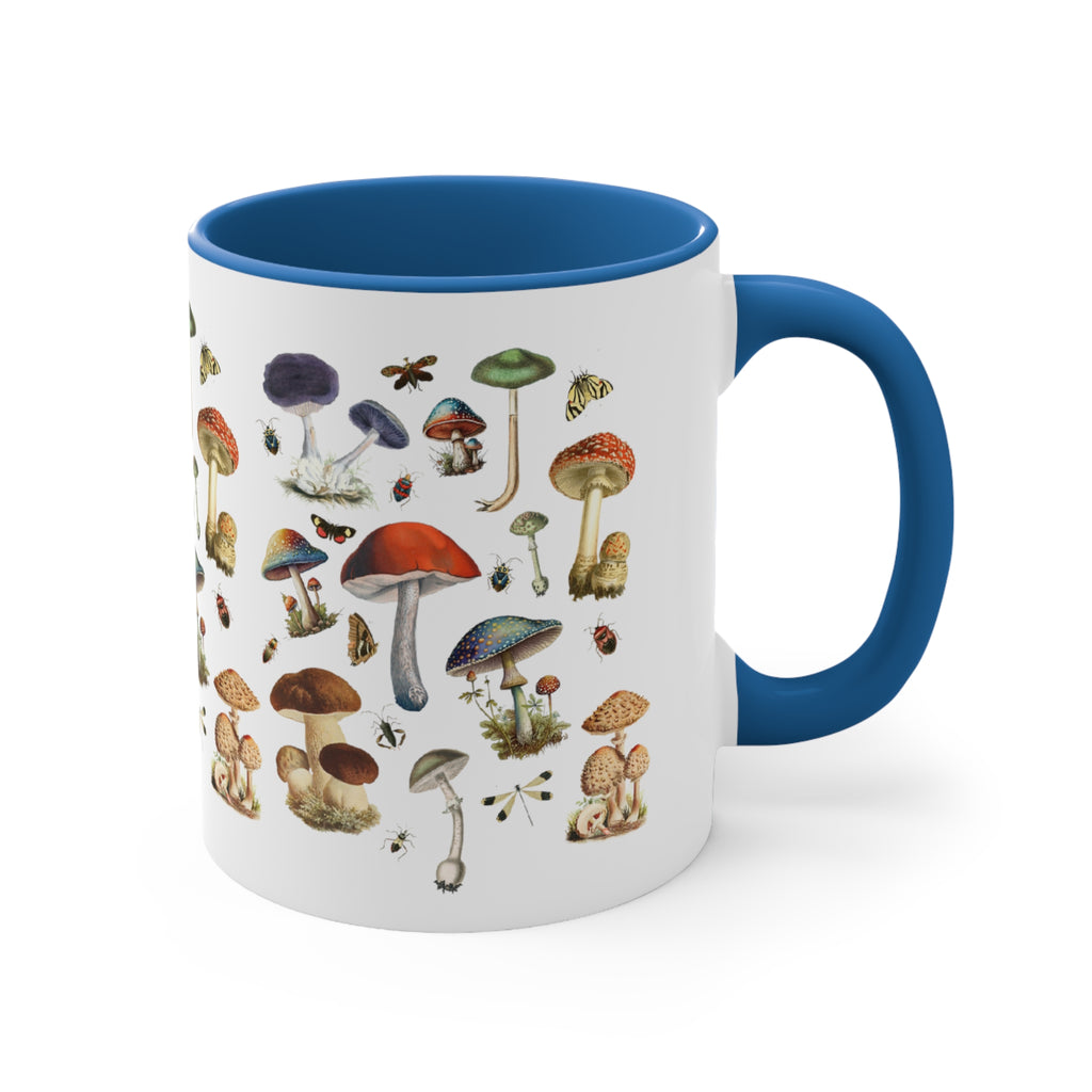 Retro Magic Mushroom Red Accent Ceramic Coffee Mug, 11oz.