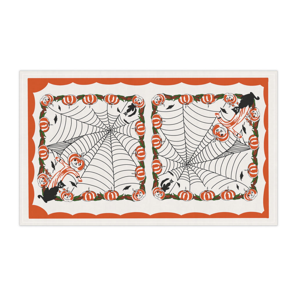 Vintage Halloween Spider Web Pumpkin Patch Kitchen Tea Towel