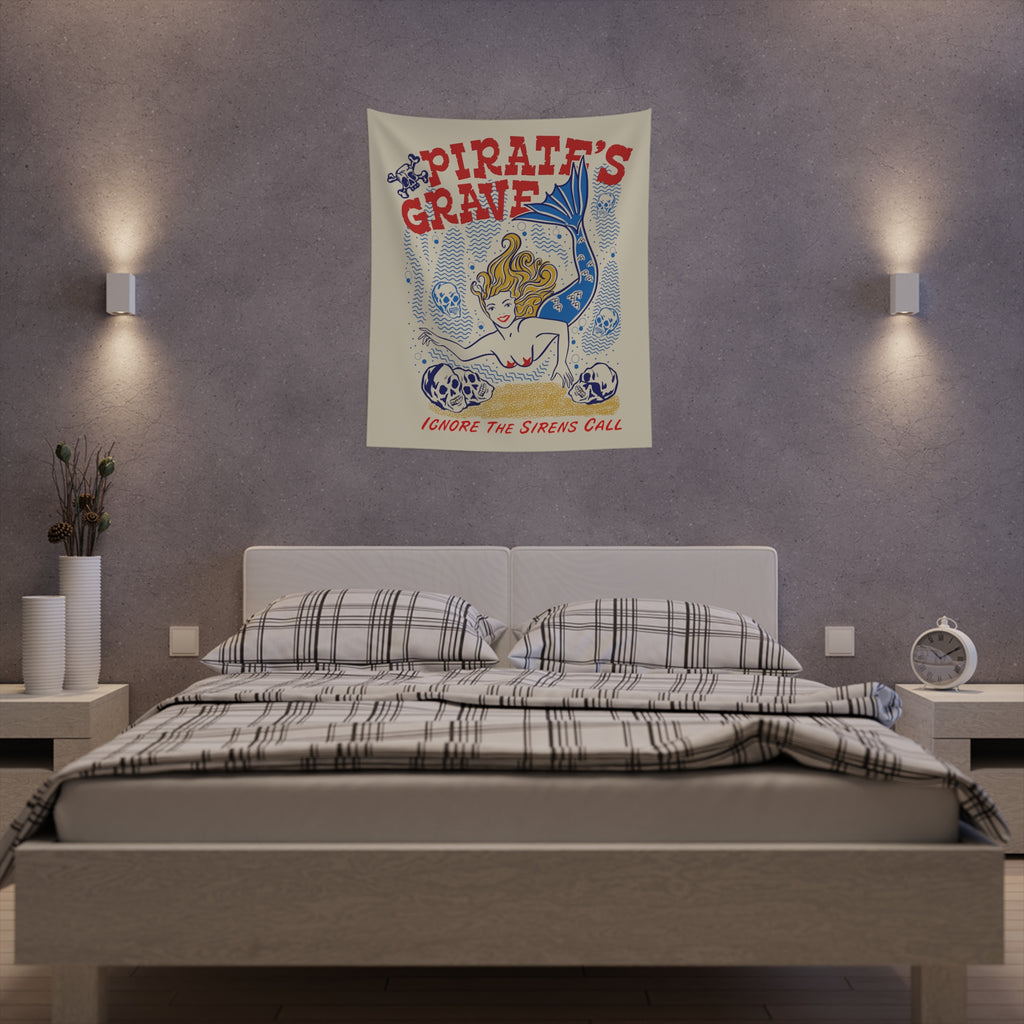 Mermaid Pirate's Grave Soft Cloth Wall Tapestry