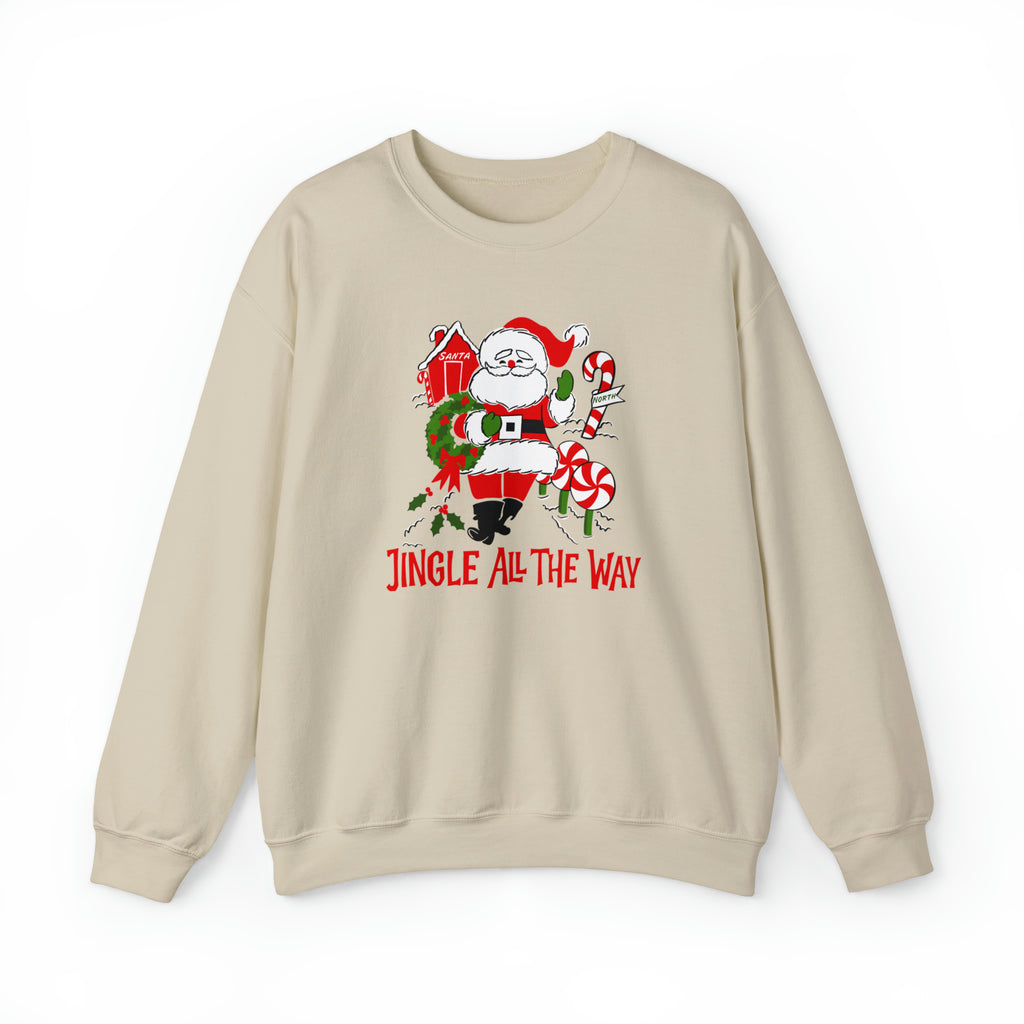 Santa Jingle All The Way Christmas- Women's Unisex Sweatshirt Sand
