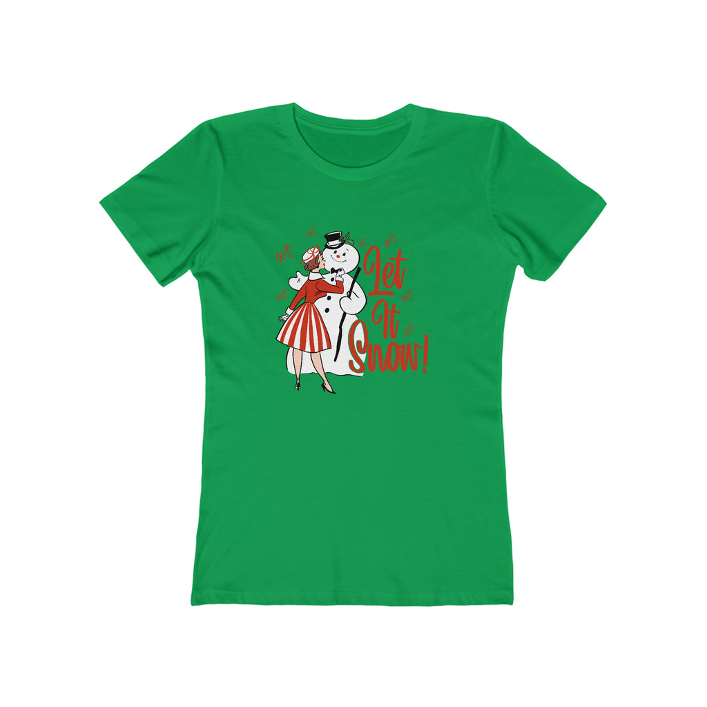 Let It Snow Retro Lady Christmas - Women's T-shirt Solid Kelly Green