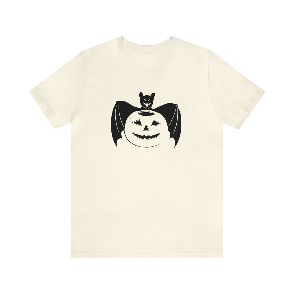 Spooky Retro Bat Pumpkin Vintage Halloween Men's T-shirt Natural
