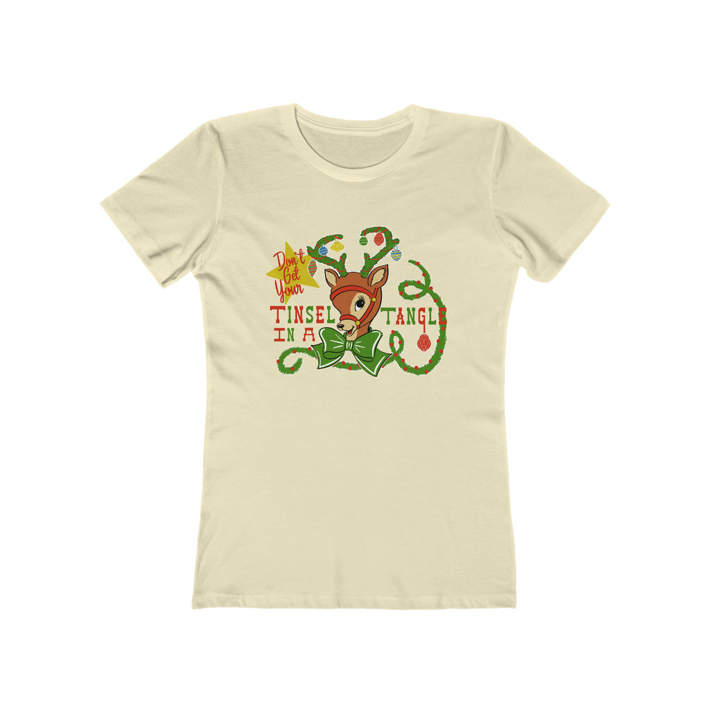 Tinsel Tangle Reindeer Christmas - Women's T-shirt Solid Natural