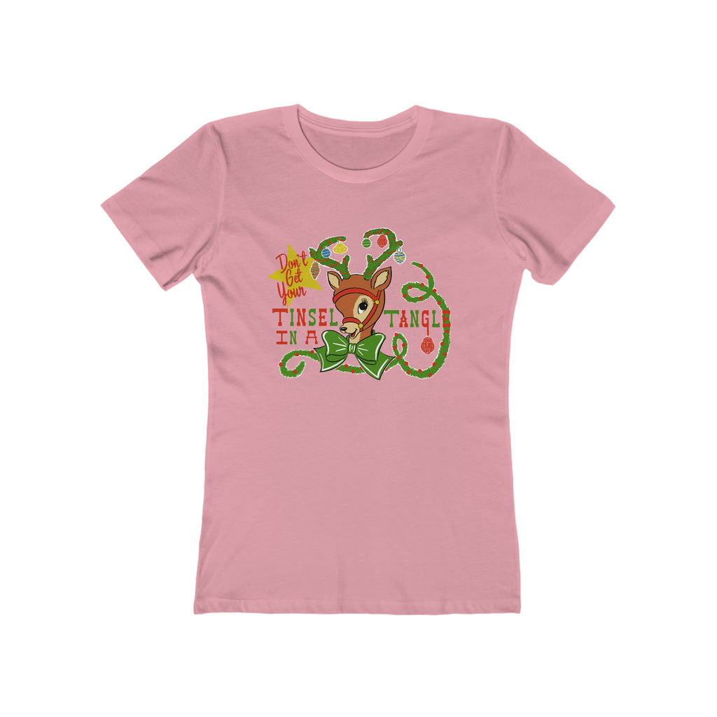 Tinsel Tangle Reindeer Christmas - Women's T-shirt Solid Light Pink