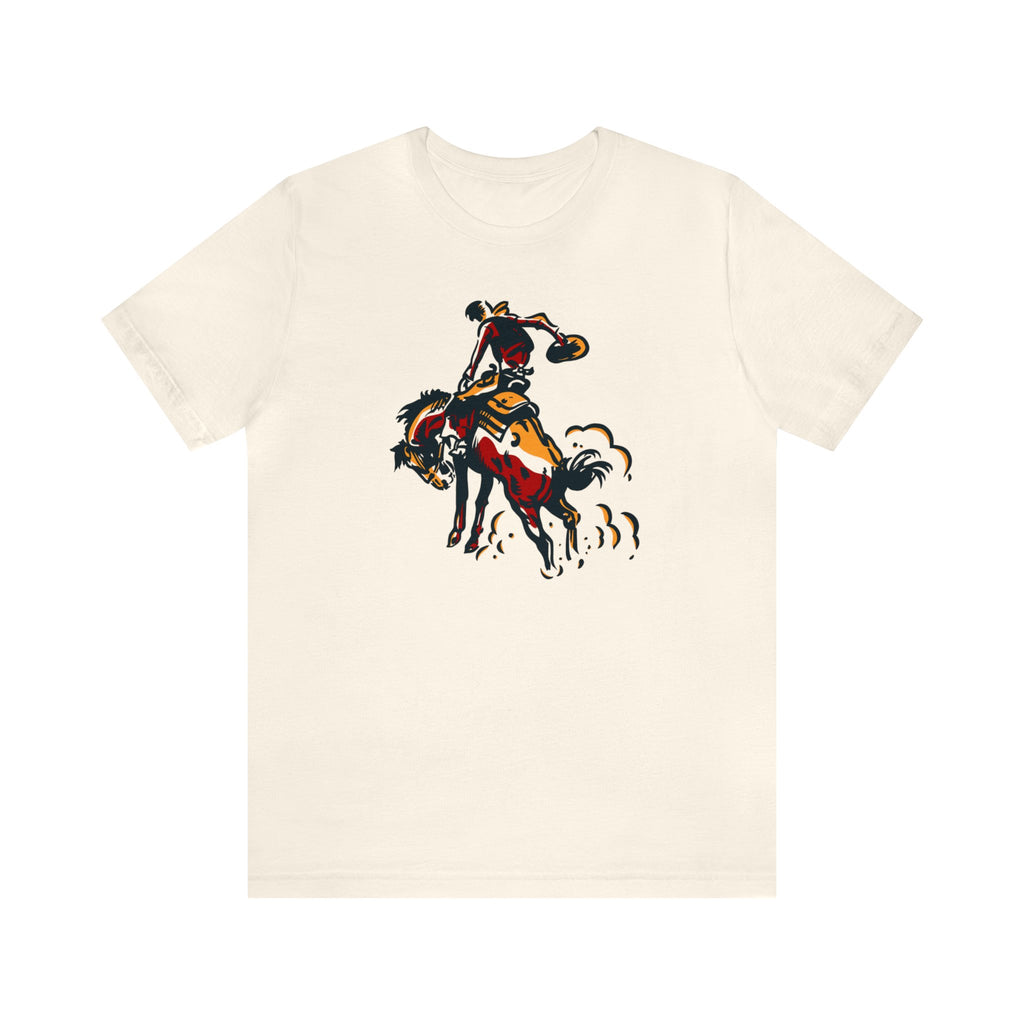 Western Bucking Bronco Cowboy Men's T-shirt Natural