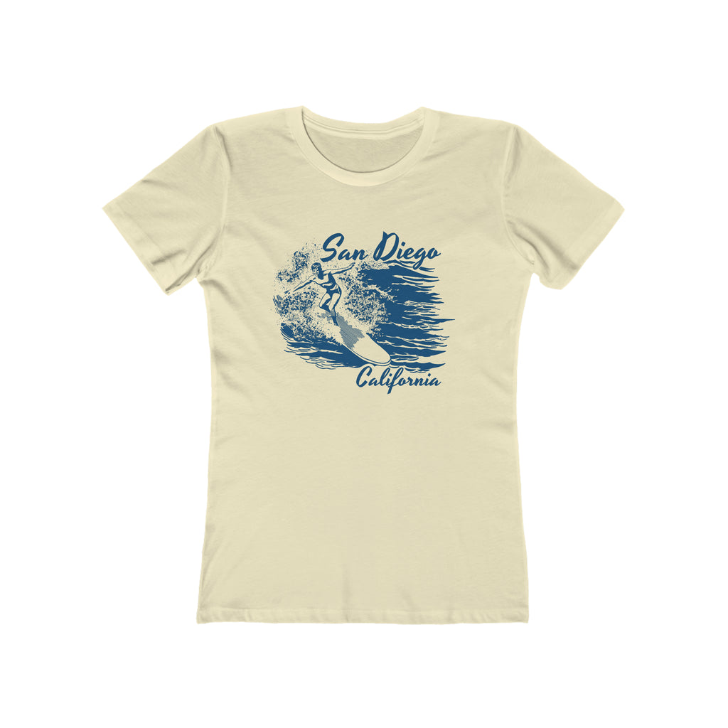 San Diego California Vintage Surfer Soft Cotton Women's T-shirt Solid Natural
