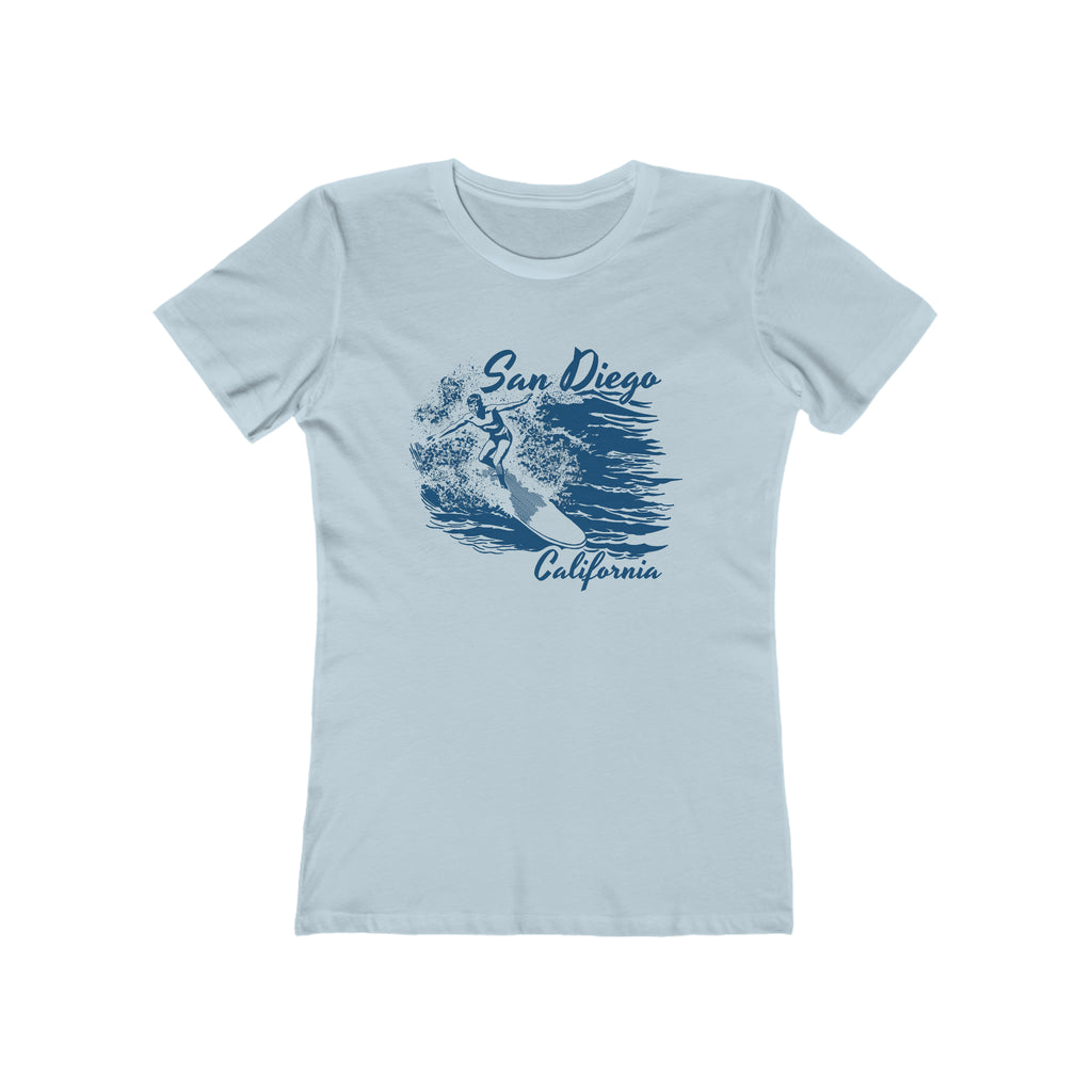 San Diego California Vintage Surfer Soft Cotton Women's T-shirt Solid Light Blue