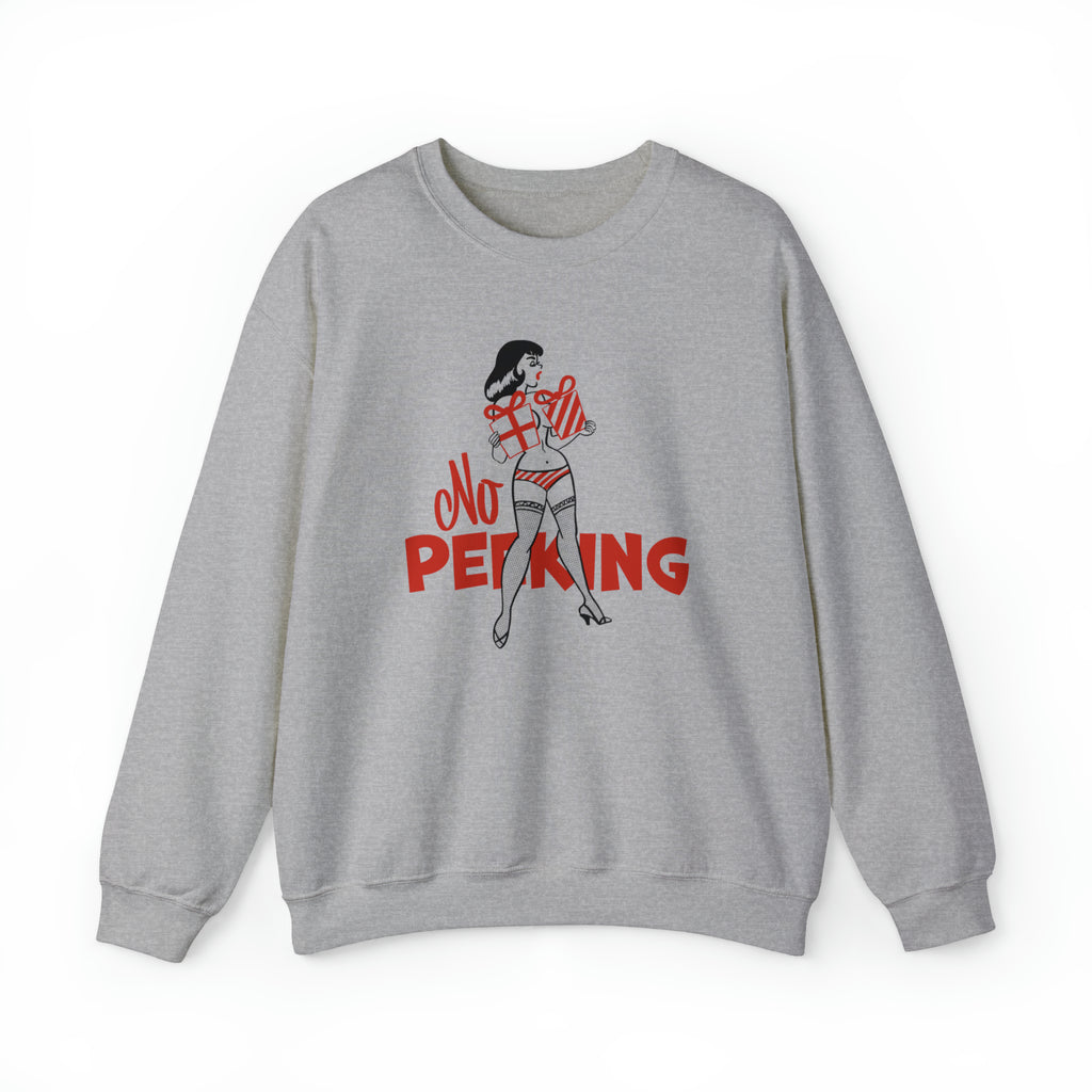 No Peeking - Pinup Christmas Men's Unisex Sweatshirt Sport Grey