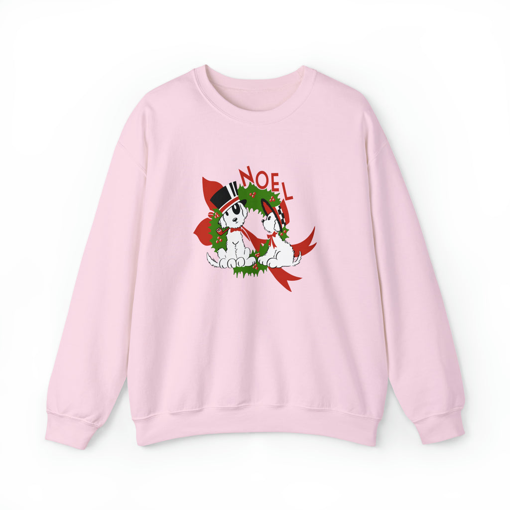 Retro Noel Christmas Puppies Women's Unisex Sweatshirt Light Pink