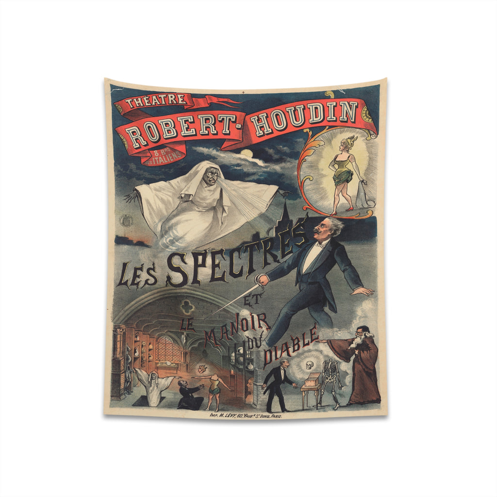 Ghost Theatre Dark Arts Poster Vintage Victorian Creepy Cloth Tapestry Halloween Wall Decor 34" × 40"