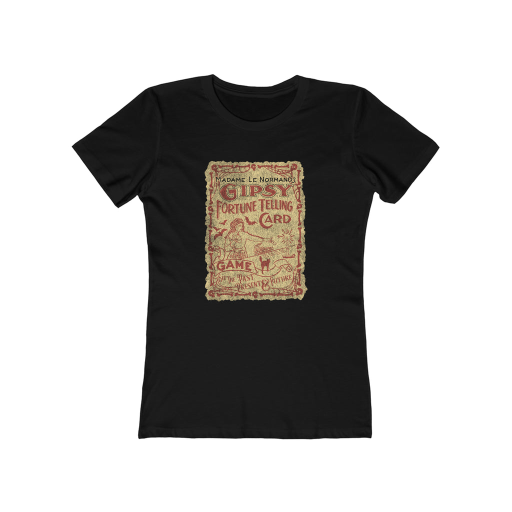 Gipsy Fortune Telling Cards Vintage Halloween Soft Black Cotton Women's T-shirt Solid Black