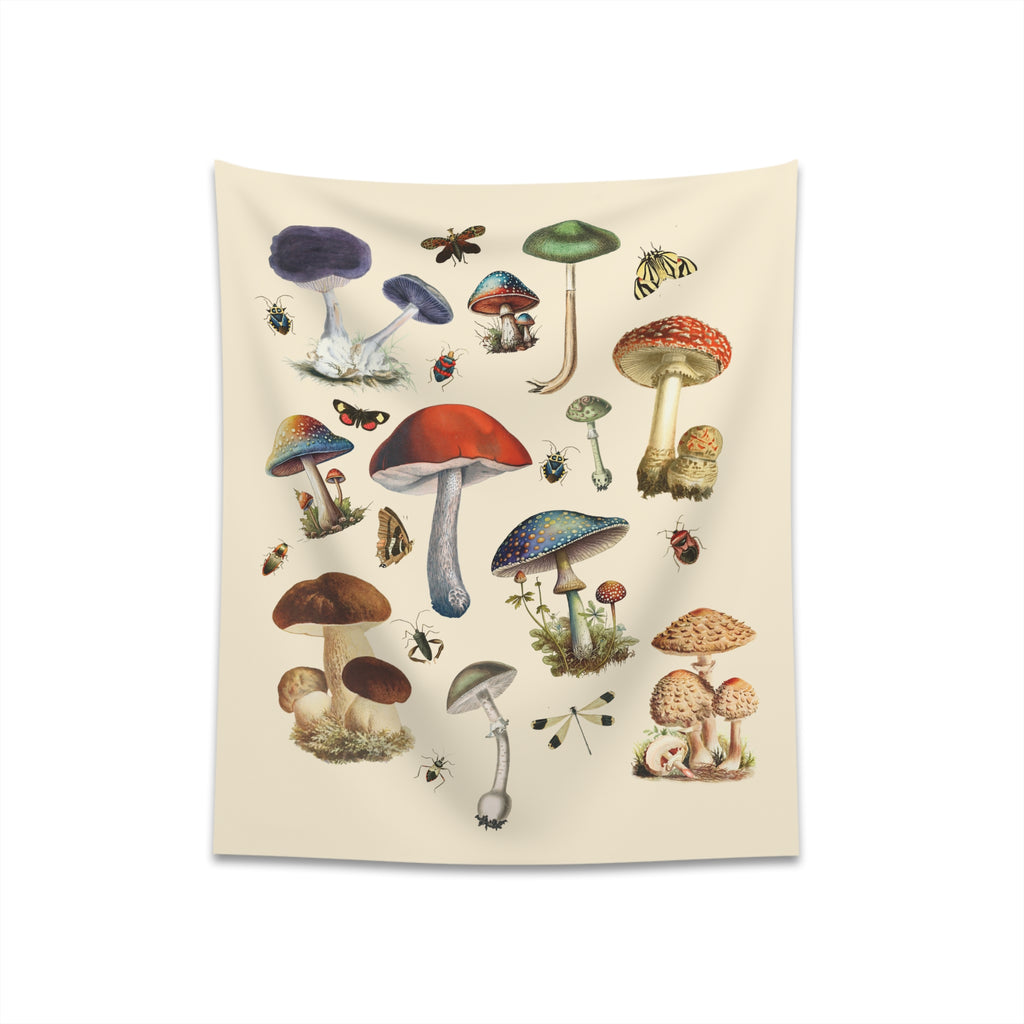 Retro Vintage Magic Mushroom Kitchen Wall Decor - Soft Cloth Wall Tapestry 34"x40" 34" × 40"