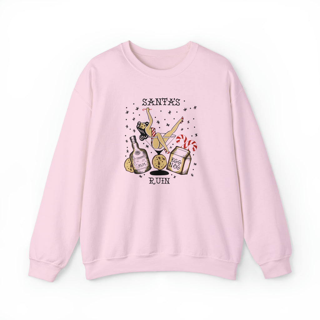Santa’s Ruin Tattoo Flash Christmas Women's Unisex Sweatshirt Light Pink