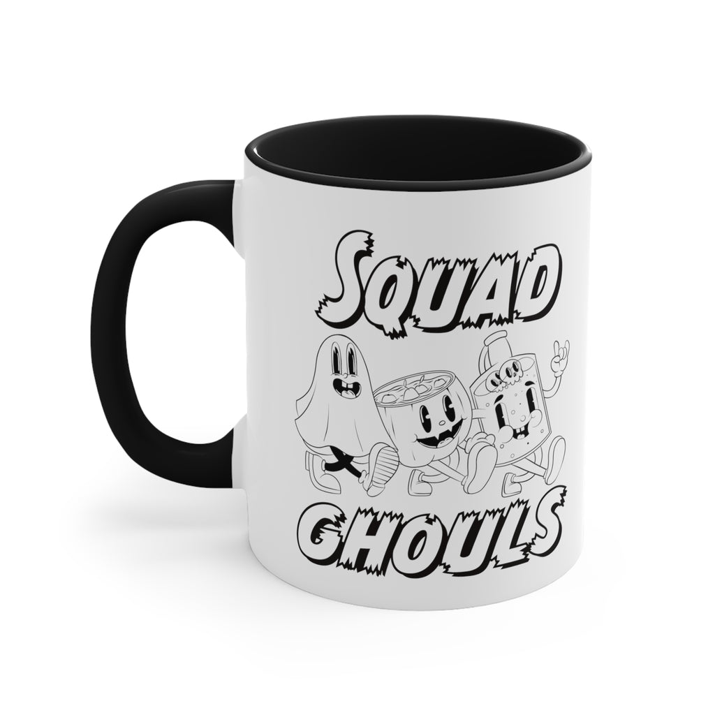 Squad Ghouls Cute Halloween Black Accent Coffee Mug, 11oz. Black 11oz
