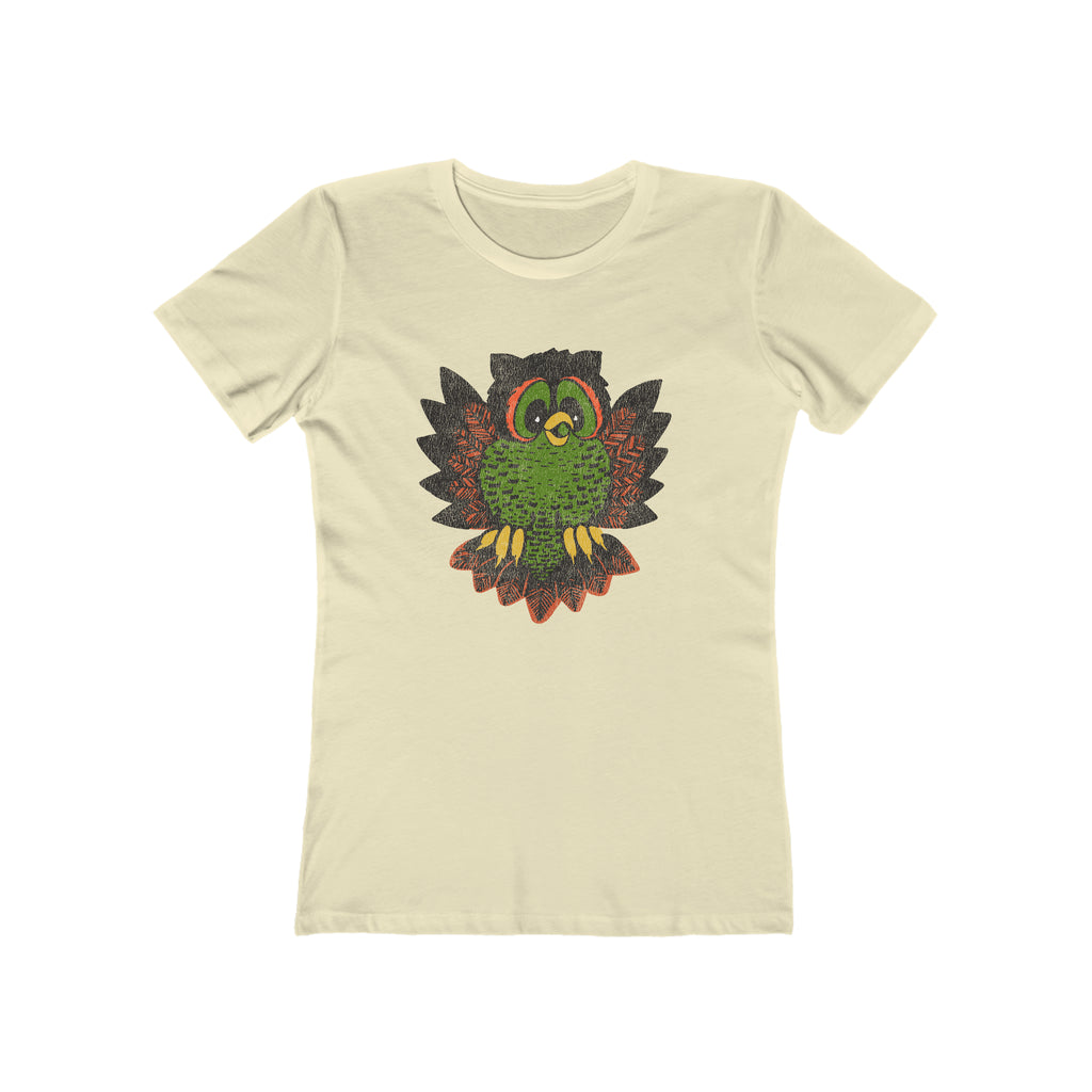 Retro Owl Vintage Halloween Women's T-shirt in 4 Assorted Colors Solid Natural
