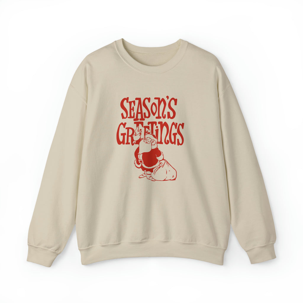 Seasons Greetings Santa Christmas Women's Unisex Sweatshirt Sand