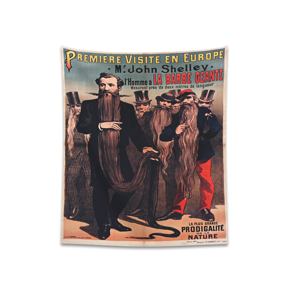 Vintage Victorian Bearded Men Poster Side Show Cloth Tapestry Wall Decor