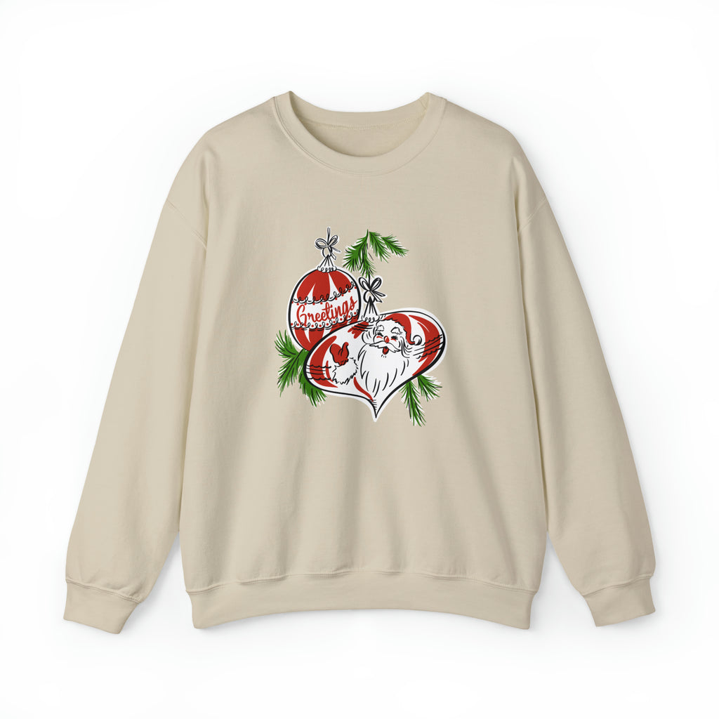 Retro Santa Christmas Ornament Women's Unisex Sweatshirt Sand