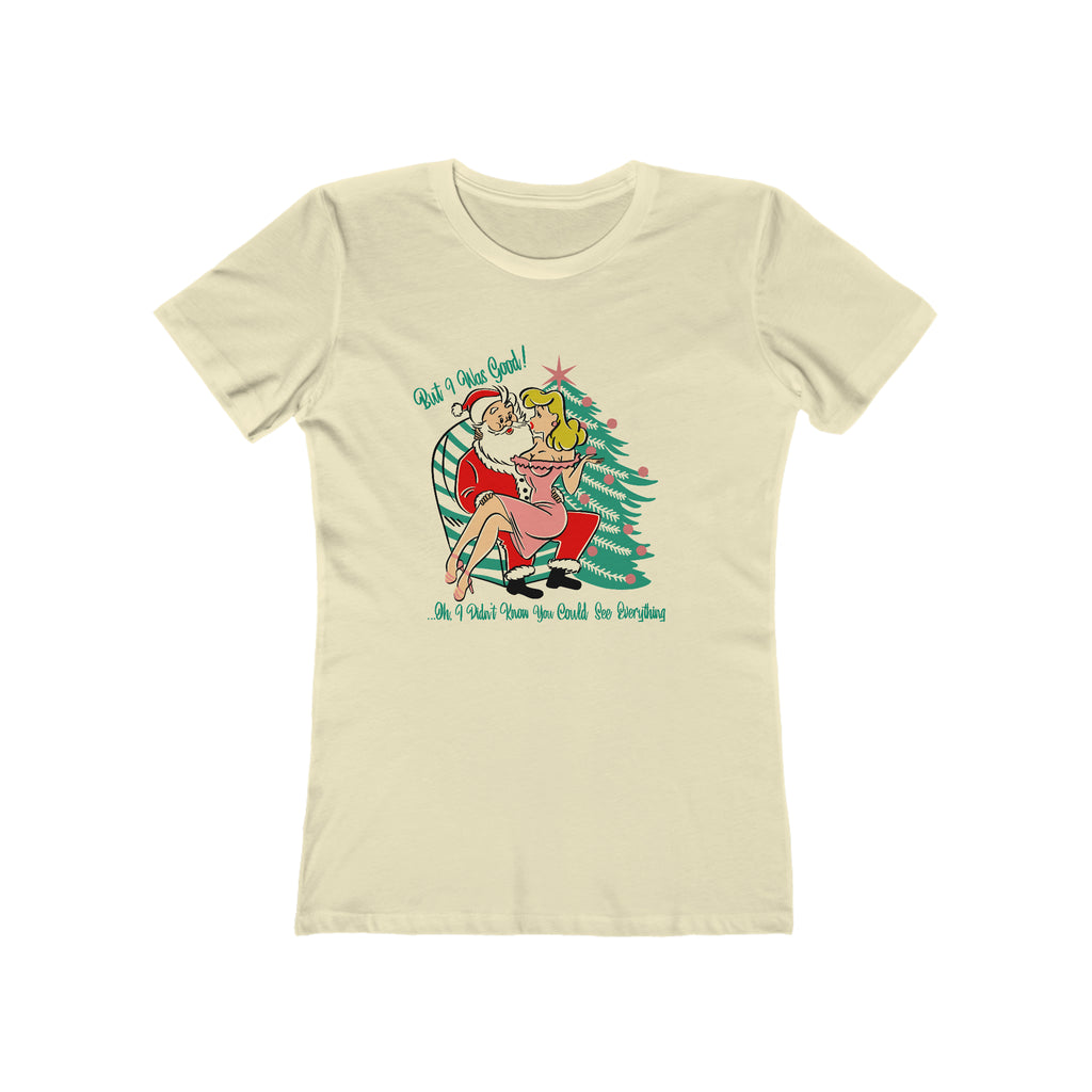 Santa I Was Good - Pinup Christmas - Women's T-shirt Solid Natural