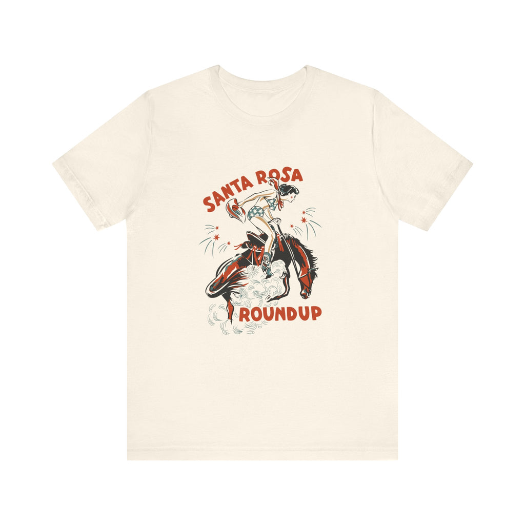 Santa Rosa Rodeo Cowgirl Vintage Print Men's Cream T-shirt