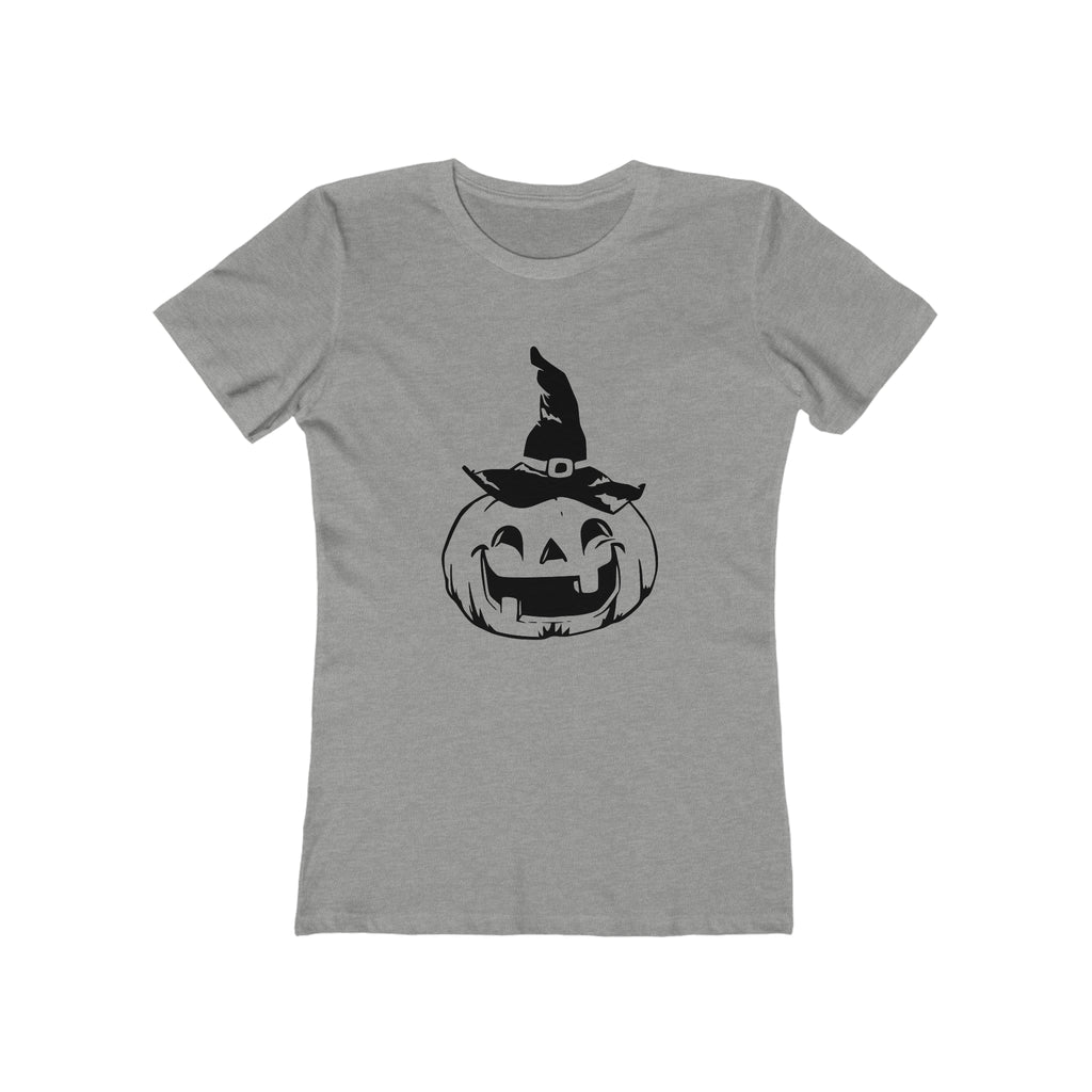 Vintage Halloween Pumpkin Witch Retro Women's T-shirt in 6 Assorted Colors Heather Grey