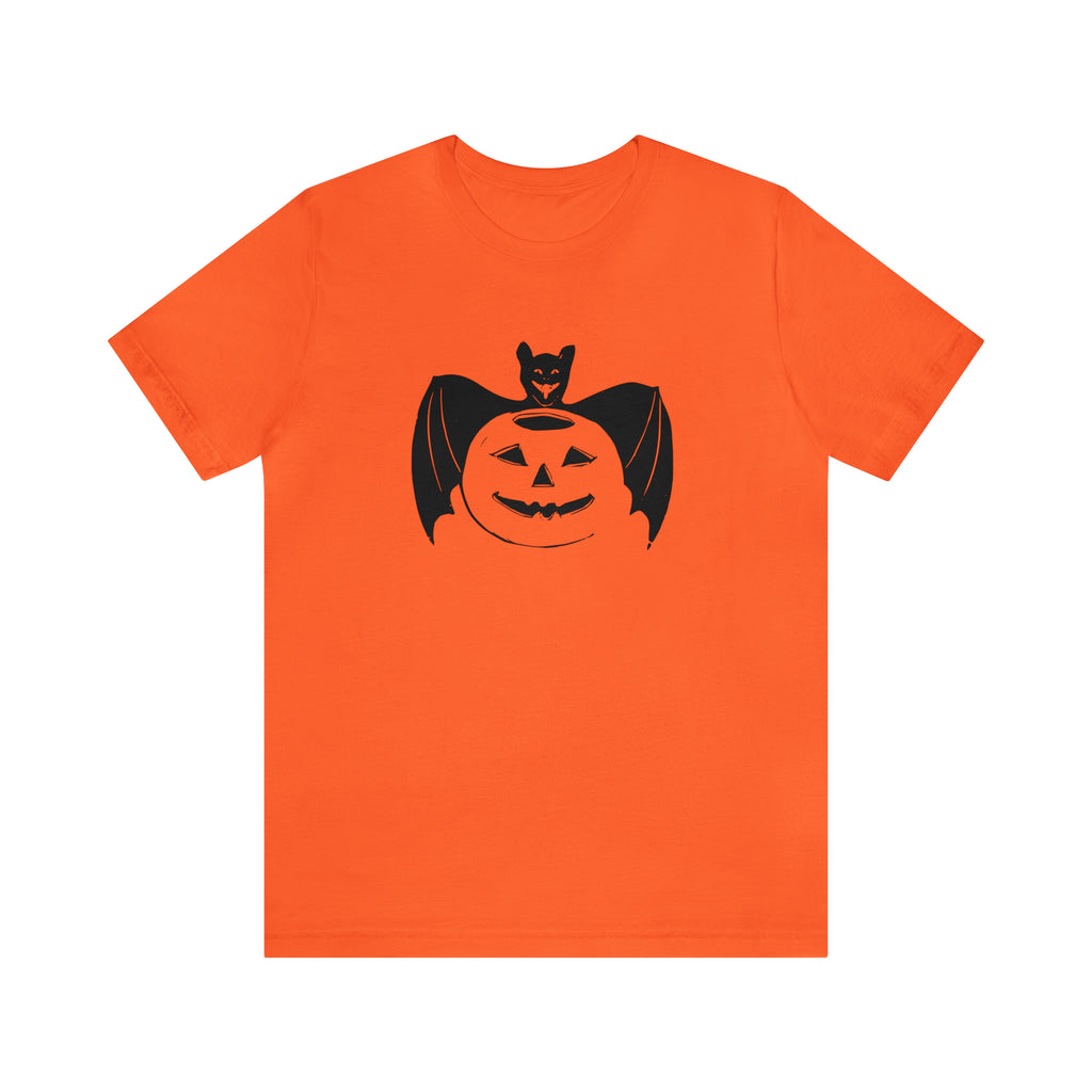 Spooky Retro Bat Pumpkin Vintage Halloween Men's T-shirt Orange