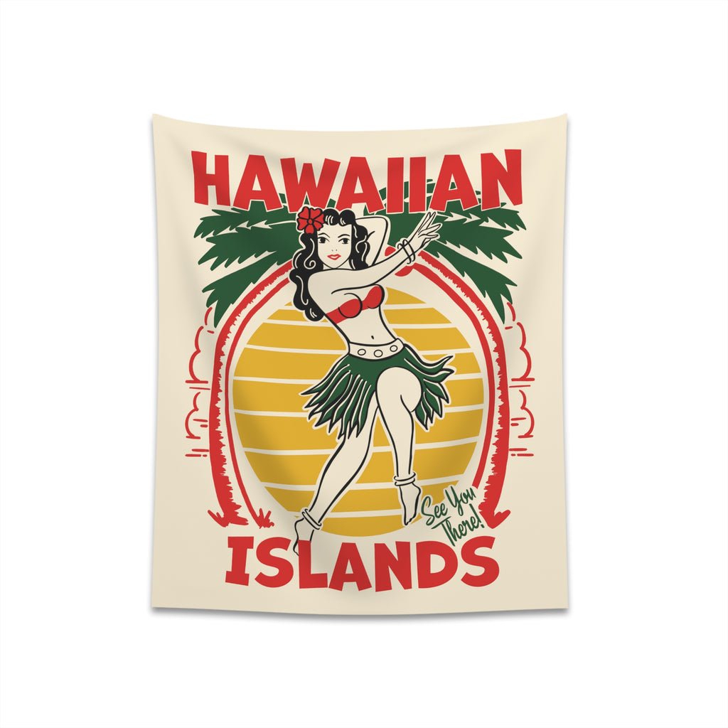 Hawaiian Islands Travel Poster Soft Cloth Wall Tapestry Indoor Wall Decor 34"x40" 34" × 40"