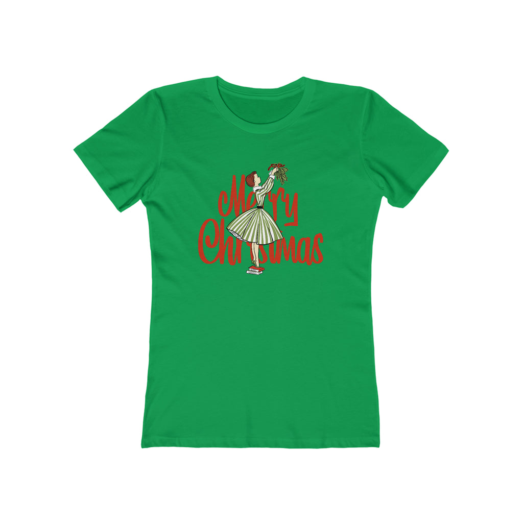 Merry Christmas Retro Lady Christmas - Women's T-shirt Solid Kelly Green