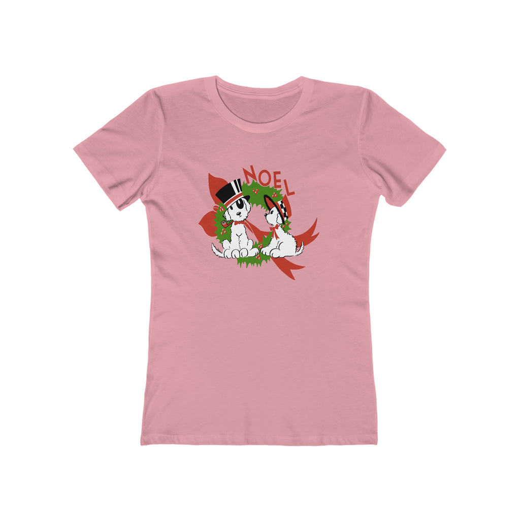 Retro Noel Christmas Puppies - Women's T-shirt Solid Light Pink
