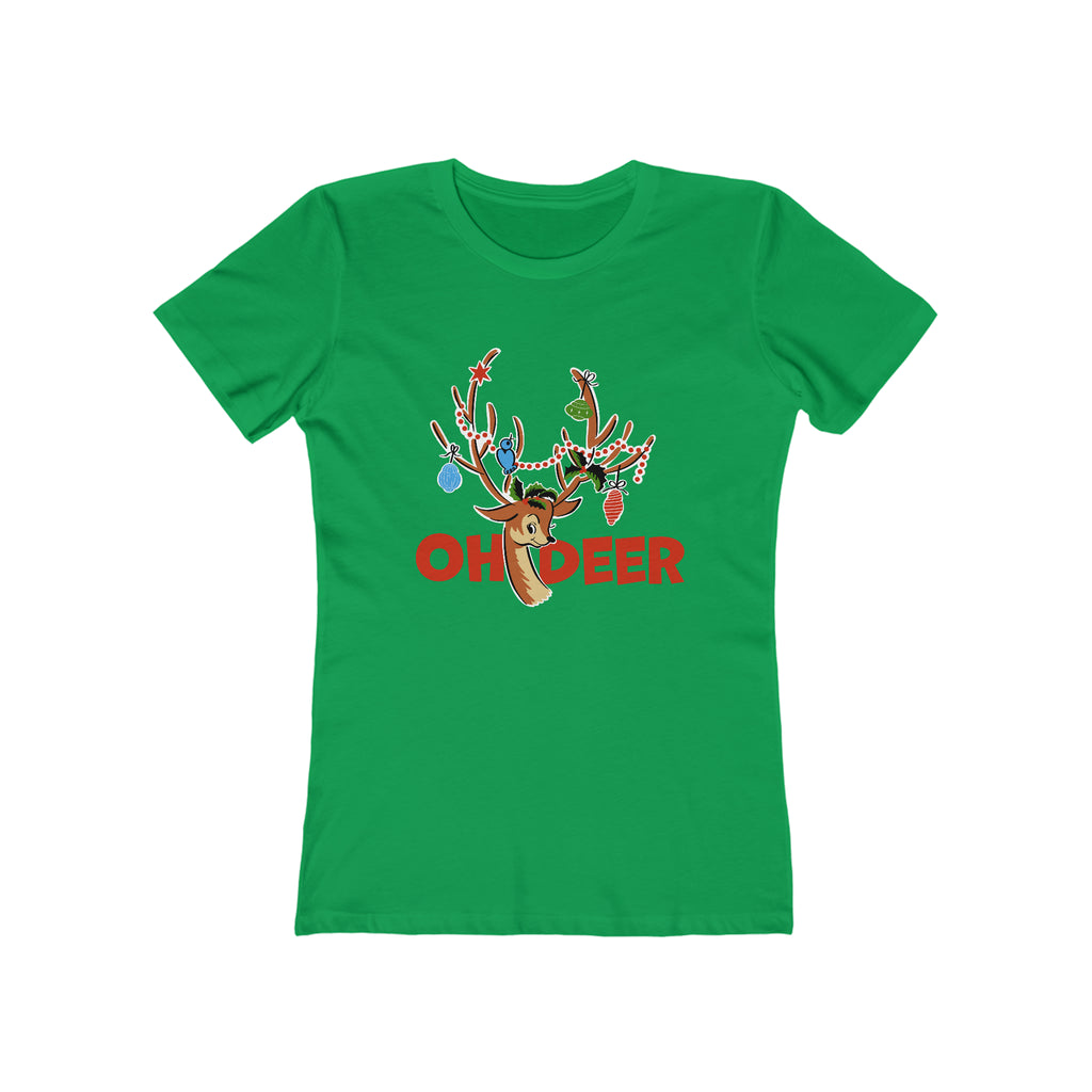 Oh Deer Reindeer Christmas - Women's T-shirt Solid Kelly Green