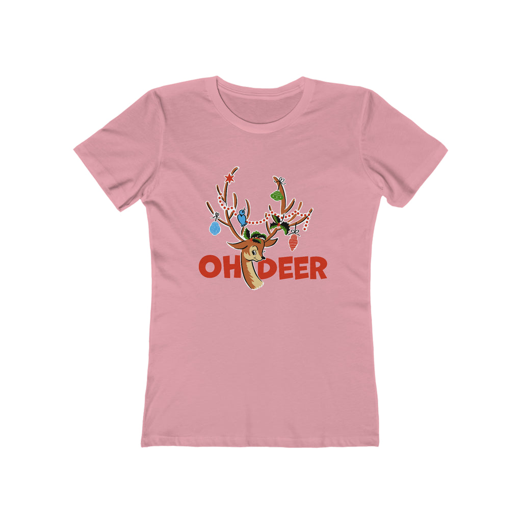 Oh Deer Reindeer Christmas - Women's T-shirt Solid Light Pink