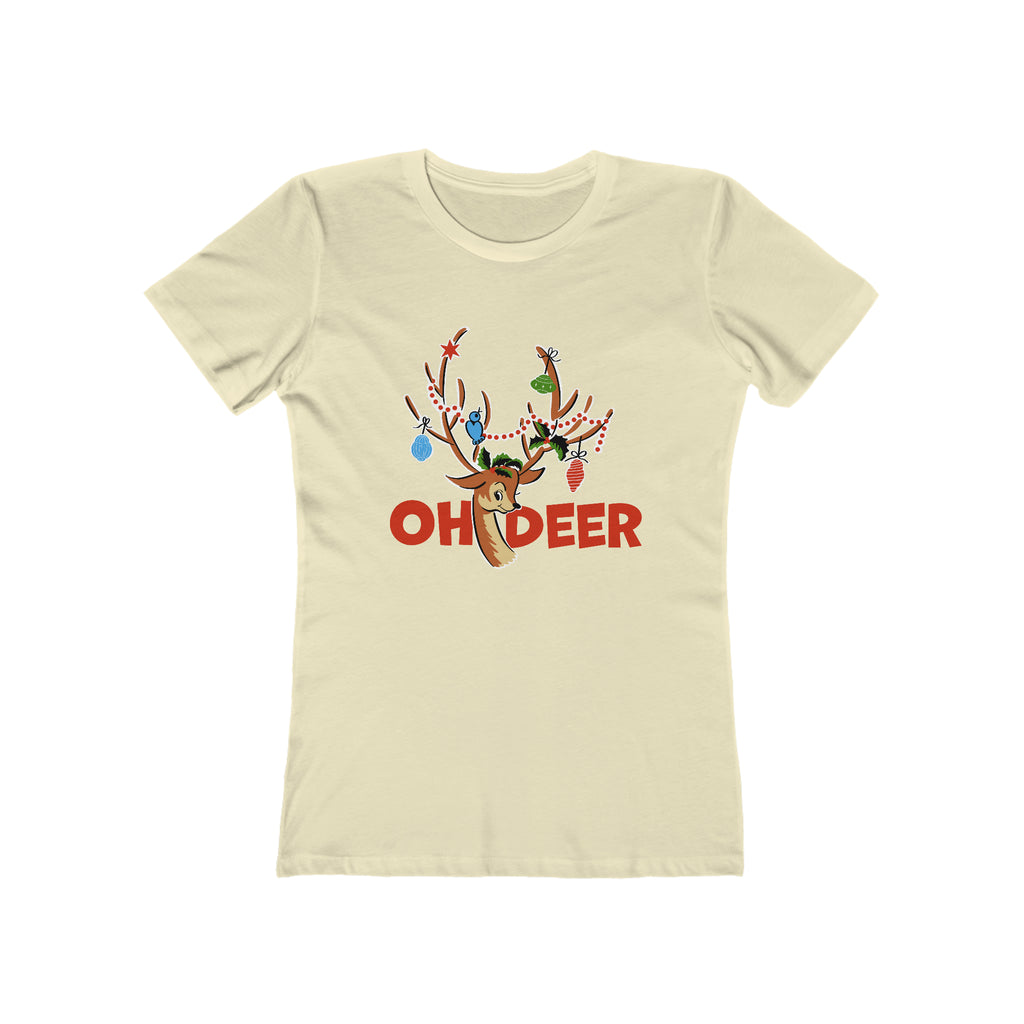 Oh Deer Reindeer Christmas - Women's T-shirt Solid Natural