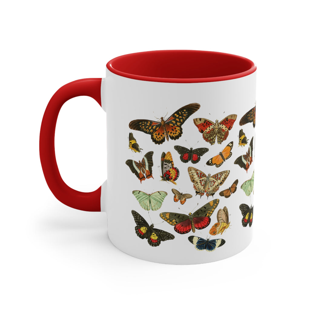 Retro Butterfly Red Accent Coffee Mug, 11oz. Red 11oz