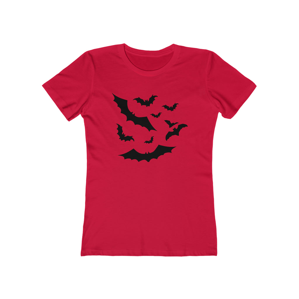 Bats Vintage Halloween Spooky Retro Women's T-shirt Solid Red